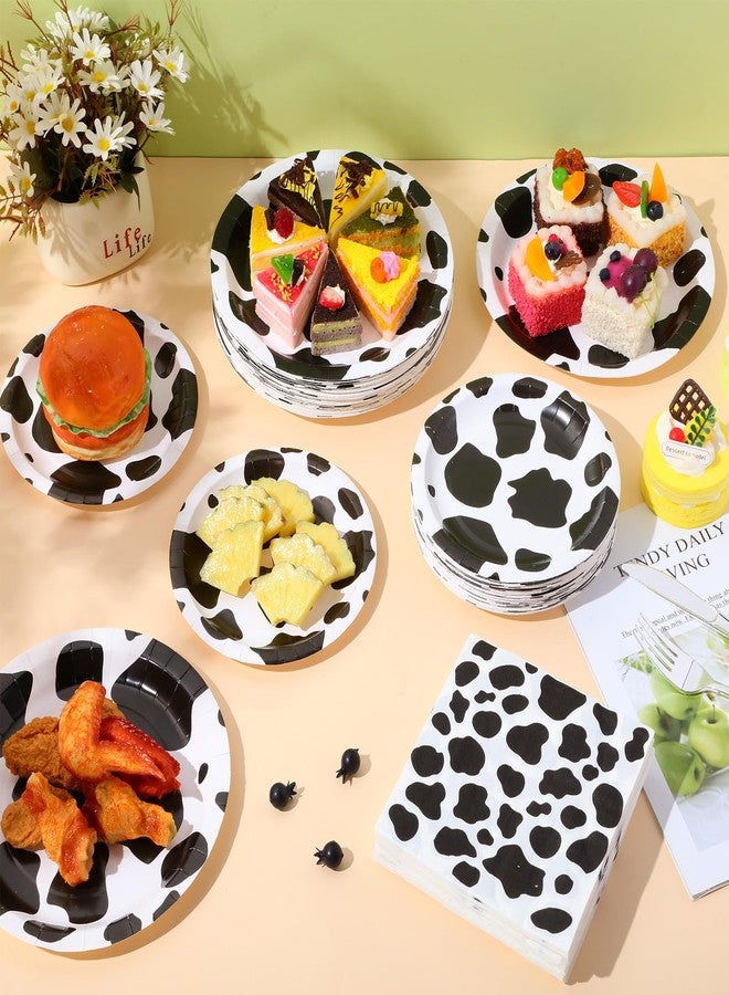 FoldTier 240 Pcs Cow Print Birthday Party Supplies Include 7" and 9" Farm Cow Print Plates and 6.7" Cow Print Napkins Cow Theme Party Decorations for Boy Girl Cow Farm Themed Baby Shower Decoration - Image 4